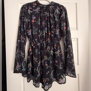 Floral Navy Backless Romper